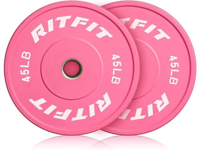 RITFIT Pink Weight Plates, 2 Inch Olympic Barbell Weight Plate, Bumper Plates With Steel Insert, Pink Weights for Gym and Home
