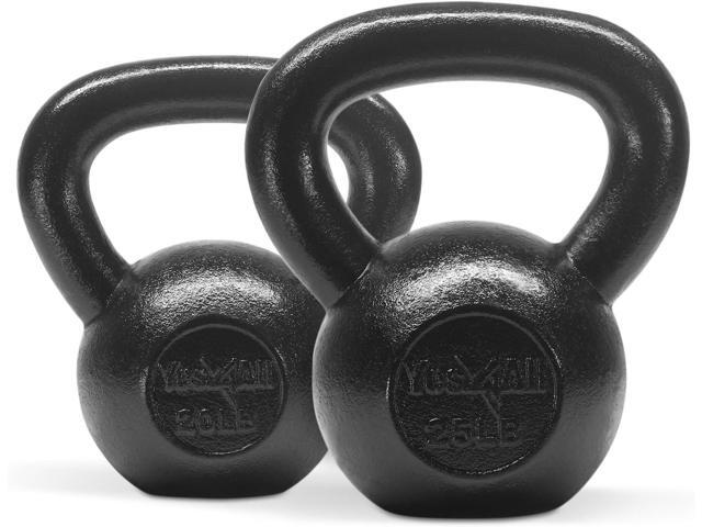 Yes4All Kettlebell Sets, 5 - 10 - 15 - 20 - 25 - 30 LB Cast Iron Strength Training Kettlebells, Wide Handles &amp; Flat Bottom, Multi-Level from...