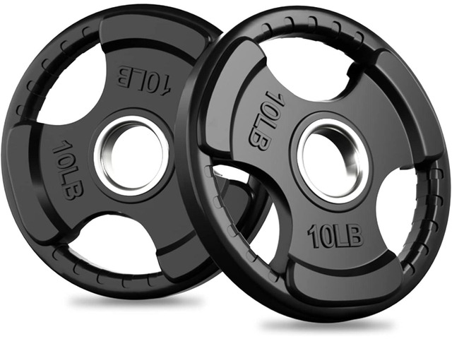 RitFit Weight Plates for Barbell, 2-Inch Olympic Rubber Grip Plates for Weightlifting and Strength Training in Home & Gym, Single, Pair and Sets