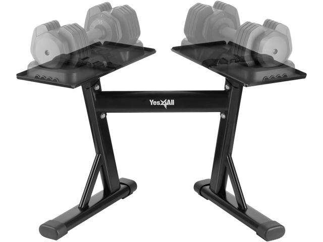 Yes4All Adjustable Dumbbell Stand - 160 Pound Capacity, Spotter Rack & Weight Rack with Strap, Easy Storage & Safety