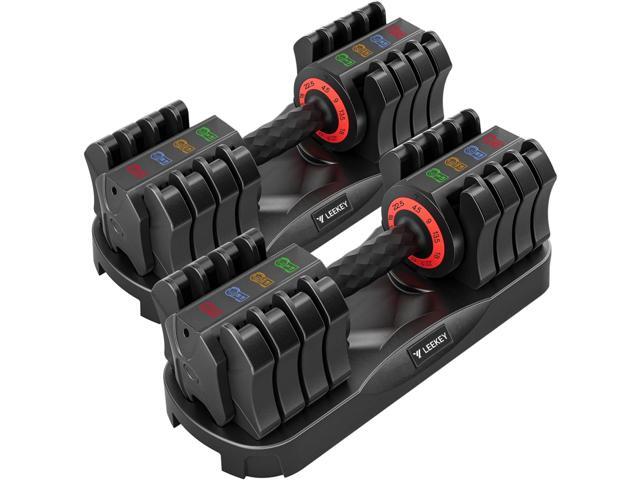 LEEKEY Adjustable Dumbbells, Dumbbells with Anti-Slip Handle for Exercise & Fitness Fast Adjust Weight, Innovative Workout Equipment, Dumbbell Set...