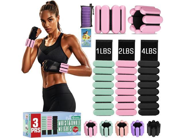 AMORIX Ankle Weights for Women Men, 3 Pairs Wrist Weights Set for Walking Running, 0.5LB/1LB/2LB Each Side Silicone Workout Weights for Gym...