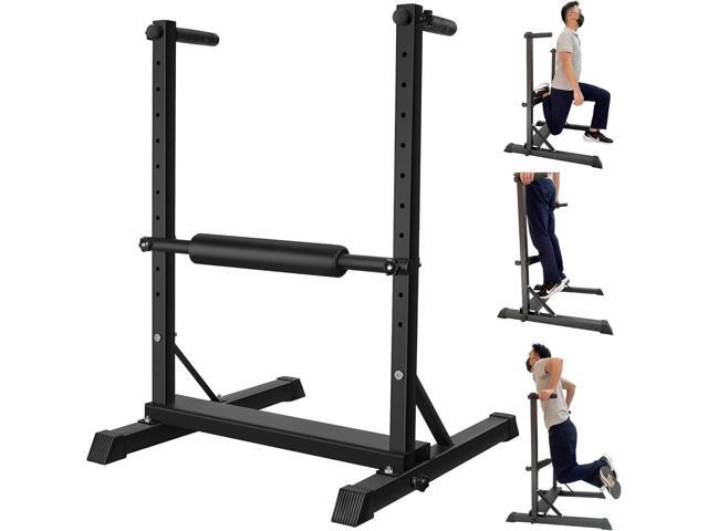 3-in-1 Dip Station, Bulgarian Split Squat & Calf Raise Stand with Heavy Duty Steel Frame Home Gym Full Body Training Equipment