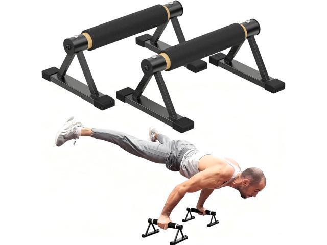 Wood Parallettes Push Up Bars, Solid Wooden Handstand Bars with Anti-Slip Grip, Sturdy Metal Bracket Supports 600 lbs for Calisthenics, Fitness and...