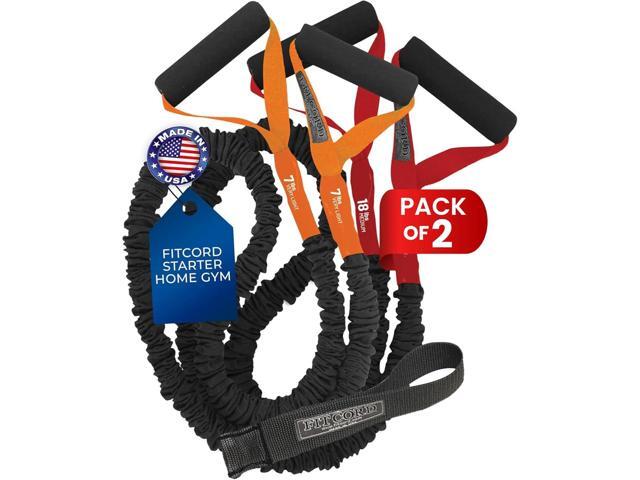 American Made FITCORD Resistance Bands 2 Pack with Door Anchor- Home Workout Equipment Set - Secure & Durable, Body Stretching & Strength Training...
