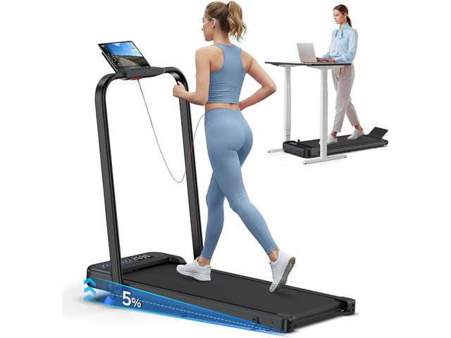 Foldable Treadmill with Incline, Compact Walking Pad Treadmill with Safety Handle Bar, 3.0HP Quiet Under Desk Treadmills for Home/Office, 320 LBS...