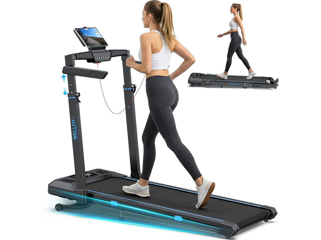 WELLFIT Treadmill with Auto Incline, 4 in 1 Foldable Treadmills for Home with Adjustable Height, 3.5HP Quiet Under Desk Treadmill, 350 LBS Capacity...