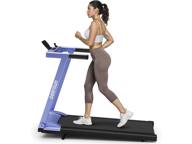 DeerRun Foldable Treadmill for Home with 5% Manual Incline and Handlebar, 0.67.5 MPH for Walking and Running, 3.0 HP, 300 lb Capacity, App & Remote...