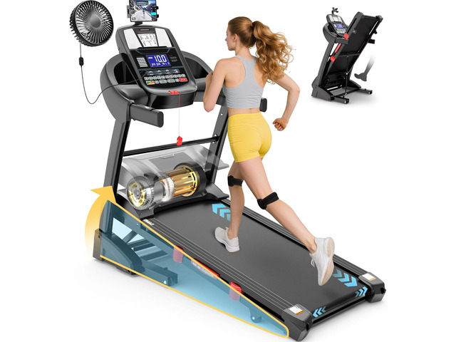 400 lbs Capacity Treadmill for Home with 15% Incline, 5.0 HP Folding Treadmill for Exercising, 0.610 MPH, APP Control, Shock Absorption, Quiet...