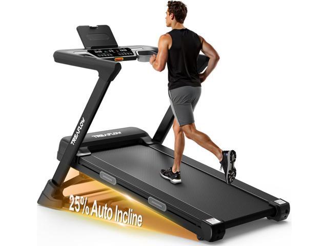 Treadmill with 0-25% Auto Incline, 3.5 HP Folding for Home Running, 10.0 MPH Max Speed, 300 lbs Weight Capacity, Bluetooth Speaker.