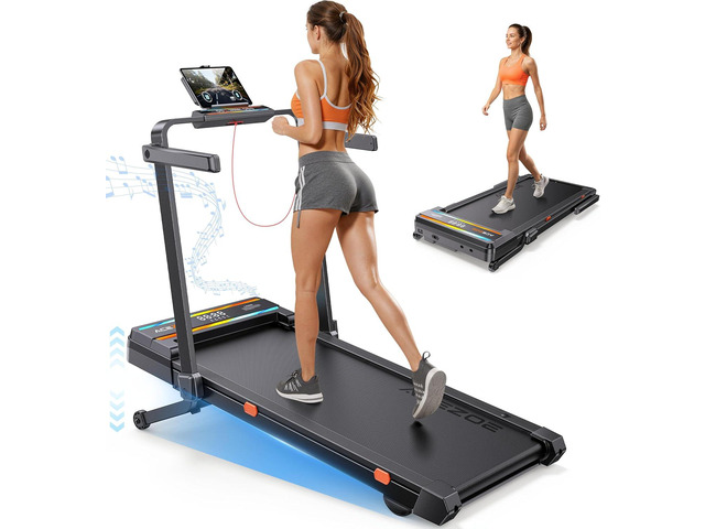 Foldable Walking Pad with 0-15% Auto Incline and Handle Bar, Under Desk Treadmill with 300LBS Weight Capacity, 3.0HP Quiet Treadmills for Home with...
