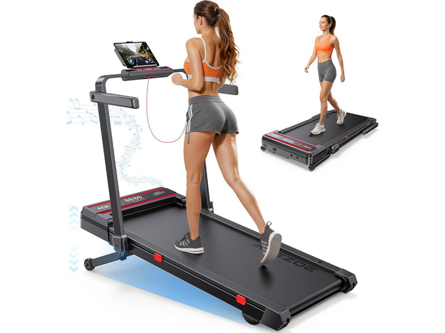 Foldable Walking Pad with 0-15% Auto Incline and Handle Bar, Under Desk Treadmill with 300LBS Weight Capacity, 3.0HP Quiet Treadmills for Home with...