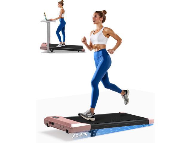 DeerRun Under Desk Walking Pad Treadmill for Home & Office, 6% Manual Incline, 2.5 HP, 0.63.8 MPH Walking Speed, 300 lb Capacity, App & Remote Control