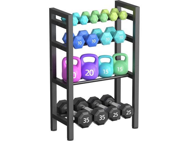 4 Tier Dumbbell Rack,Adjustable Weight Rack for Home Gym,Heavy Duty Weight Stand,800LBS Capacity Kettlebells Storage,Workout Equipment Organizer...