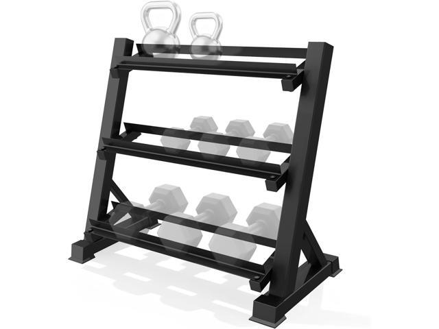 Zlinke 3-Tier Dumbbell Rack Multilevel Weight Storage Organizer for Home Gym, Weight Rack for Dumbbells, Kettlebells,1100LBS Capacity (Rack Only)
