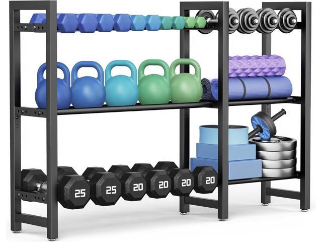 Dumbbell Rack 3-Tier Weight Stand Dumbbell Storage 50In Length For Home Gym Adjustable Spacing