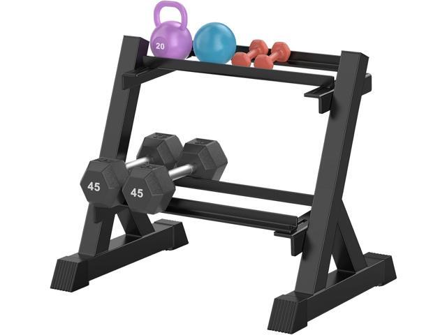 TomCare Dumbbell Rack Stand Only, 2-Tier 33 IN Length Adjustable Weight Rack for Home Gym Heavy-Duty Metal Weight Stand Holder for Dumbbells,...