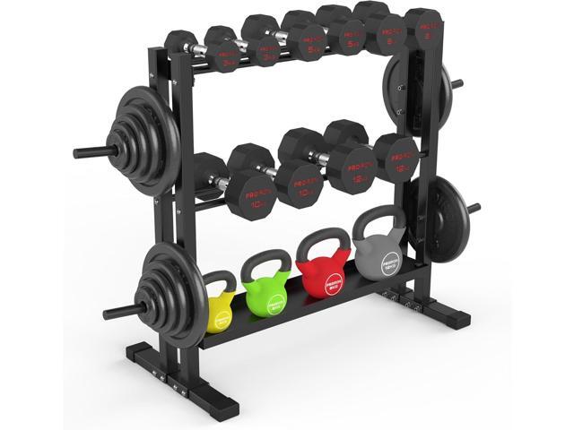 PROIRON All In One Rack Dumbbell Rack, 1200LB Capacity Weight for Home Gym, Heavy-Duty Weight Stand for Dumbbells, Kettlebells, Weight Plates(Rack...