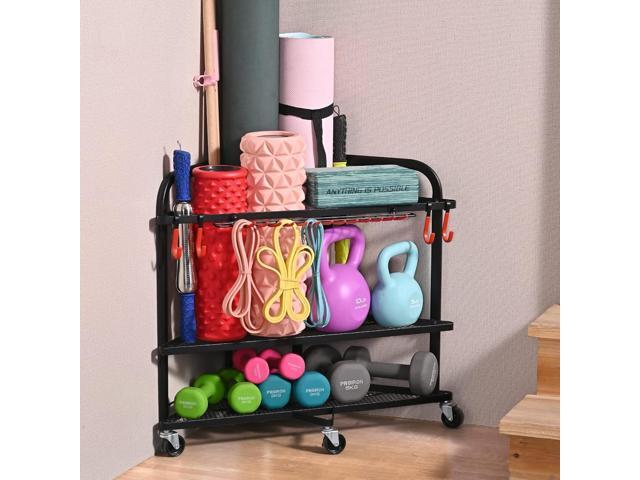 PLKOW Weight Rack for Dumbbells, Home Gym Storage for Dumbbells Yoga Mat Kettlebells, Yoga Mat Storage Rack for Garage, Home Gym