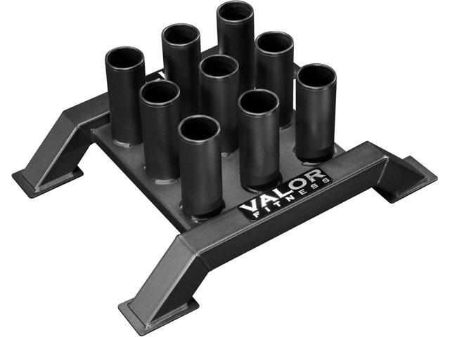 Valor Fitness Olympic Barbell Holder Vertical 9 - Bar Storage Rack with Protective Sleeve Inserts Space-Saving Steel Stand for Home Gym &...