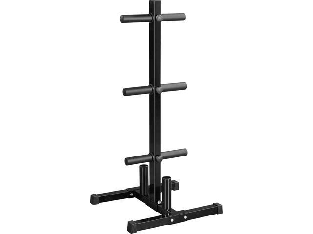 Yaheetech 2-inch Barbell Plate and Dumbbell Racks Tree Olympic Plate Rack Weight Bumper Plate Holder w/ 2 Bar Holder