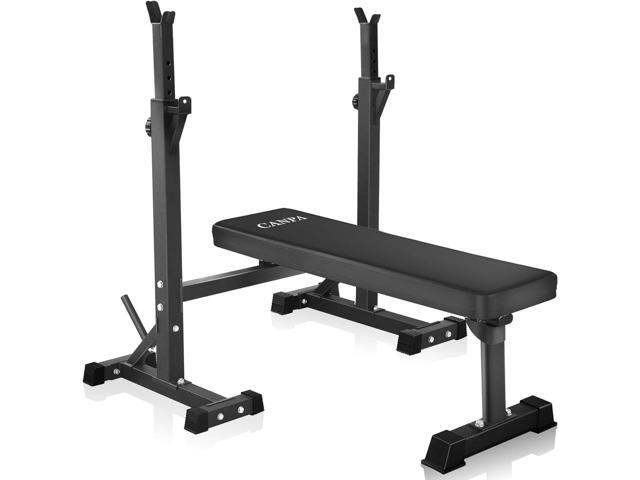 Bench Press, CANPA Olympic Weight Bench with Squat Rack Workout Bench Adjustable Barbell Rack Stand Strength Training Home Gym Multi-Function