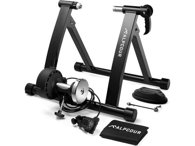 Alpcour Bike Trainer Stand for Indoor Riding Portable Foldable Magnetic Stainless Steel Indoor Trainer, Noise Reduction, 6 Resistance Settings &...