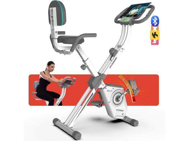 HARISON Folding Exercise Bike 350 LBS Capacity, 5 in 1 Bluetooth Stationary Bikes for Home with 16-Level Resistance and Arm Resistance Bands,...