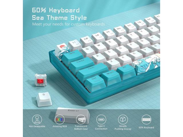 Womier 60% Percent Keyboard,WK61 Mechanical RGB Wired Gaming Keyboard,Hot-Swappable Creamy Key Board with PBT Keycaps,Linear Red Switch for...