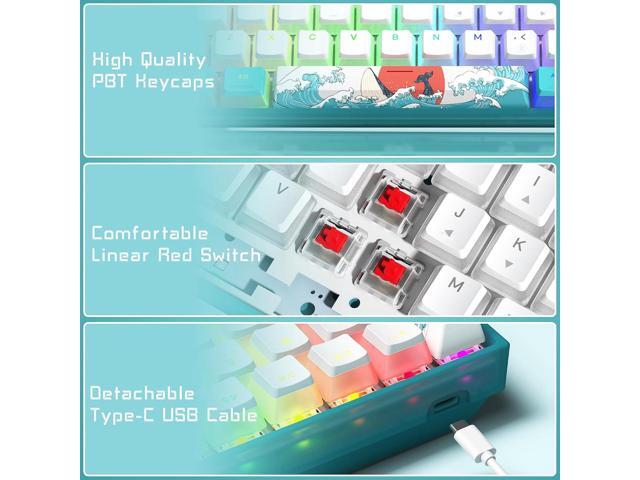 Womier 60% Percent Keyboard,WK61 Mechanical RGB Wired Gaming Keyboard,Hot-Swappable Creamy Key Board with PBT Keycaps,Linear Red Switch for...
