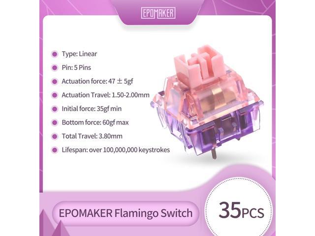 EPOMAKER Flamingo 35 Pieces 47gf Linear Mechanical Keyboard Switches Set, 35gf Initial Force Factory Lubed Switch with POM Stem, Dual Spring, PC...