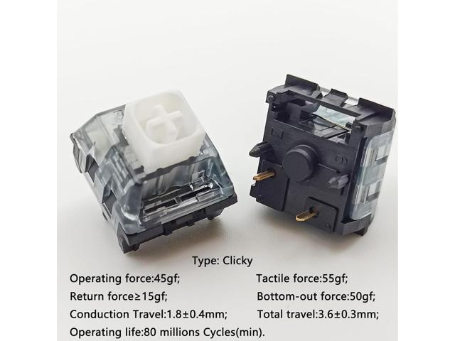 Upgrade Kailh Box V2 White Switches for Mechanical Keyboard,5-Pin 45gf Clicky/Dust & Waterproof/Gaming Switches(72pcs,White)