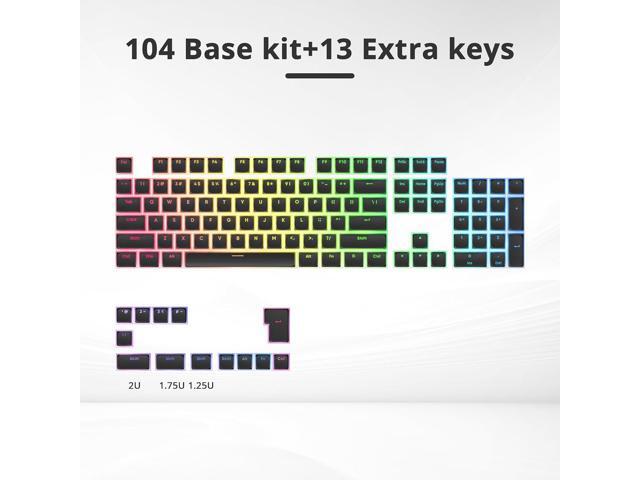 surmen Pudding Keycaps Double Shot PBT Keycaps XDA Profile Translucent Layer Replacement for Full Size, TKL, 75%, 60% Layouts(Black)