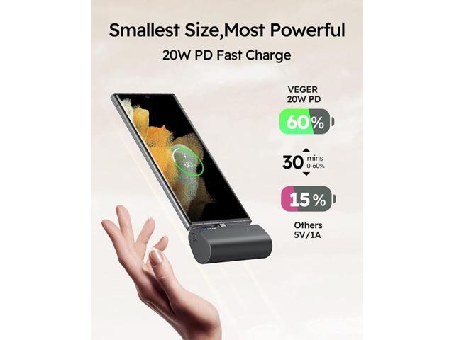 VEGER Portable Charger, USB C Power Bank, 5000mAh Mini Battery Pack Fast Charging 20W Small Charging Bank for iPhone 16/16 Pro/16 Pro Max/15,...