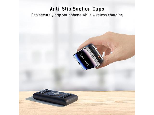20000 mAh Wireless Power Bank with Anti-Slip Suction Cups, 18W USB-C Fast Charging Compatible with iPhone 16, 15, 14, 13, 12, 11, X, XS, XR, and...