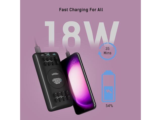 20000 mAh Wireless Power Bank with Anti-Slip Suction Cups, 18W USB-C Fast Charging Compatible with iPhone 16, 15, 14, 13, 12, 11, X, XS, XR, and...