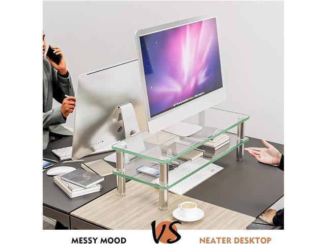 2 Pack Computer Monitor Riser with Height Adjustable Multi Media Desktop Stand for Flat Screen LCD LED TV, Laptop/Notebook/Xbox One,HD01T-201