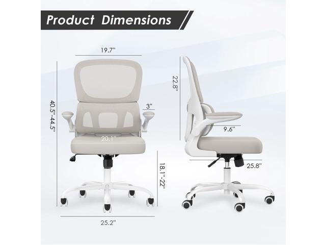 Soohow Office Chair, Mesh Ergonomic Office Chair with Lumbar Support, Comfy Computer Desk Chair with Flip Armrest Rolling Wheels for Home Study...