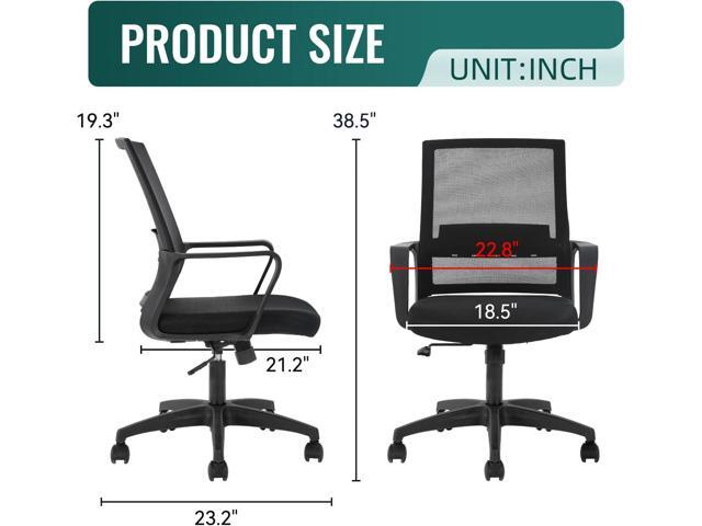 FDW Office Chair Ergonomic Desk Chair Mid-Back Mesh Computer Chair Lumbar Support Comfortable Executive Adjustable Rolling Swivel Task Chair with...