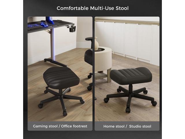 EUREKA ERGONOMIC Multi-Use Stool, Height Adjustable Swivel Rolling Stool Chair W Wheels, Ottoman Footrest for Gaming, Home Office, Black