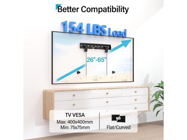No Stud TV Wall Mount for 26-65 Inch TV up to 154 lbs, No Drill & Non Damage Drywall Studless TV Mount, Max VESA 400x400mm, Dry Wall Flat Screen...