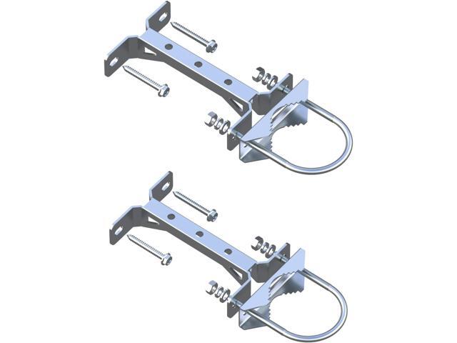 2 PCS Stainless Steel Antenna Mount Wall Mount Antenna Mast Clamp V Jaw Bracket Accessories Kit [ Without The Pole ] for TV CB Ham Outside Home