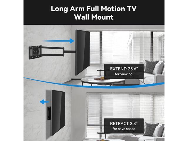 FORGING MOUNT Long Arm TV Wall Mount for Most 26-60 Inch Flat Curved TVs, 25.6inch Full Motion Extension Articulating Arms, Swivel, Tilt TV Bracket...