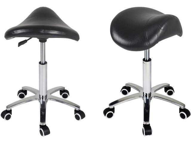 Antlu Saddle Stool Rolling Chair for Medical Massage Salon Kitchen Spa Drafting,Adjustable Hydraulic Stool with Wheels (Without Backrest, Black)