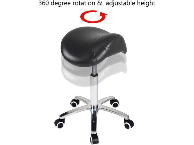 Antlu Saddle Stool Rolling Chair for Medical Massage Salon Kitchen Spa Drafting,Adjustable Hydraulic Stool with Wheels (Without Backrest, Black)