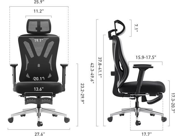Hbada P5 Ergonomic Office Chair, Desk Chair with Adjustable Lumbar Support and Height, Comfortable Mesh Computer Chair with Footrest 2D Headrest,...