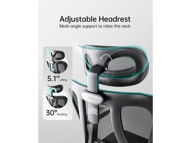 Hbada P3 Ergonnomic Office Chair with 2D Adjustable Lumbar Support, Office Chair with Adjustable Headrest and Armrest, 145° Stepless Tilt Function,...