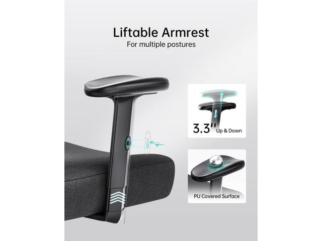 Hbada P3 Ergonnomic Office Chair with 2D Adjustable Lumbar Support, Office Chair with Adjustable Headrest and Armrest, 145° Stepless Tilt Function,...