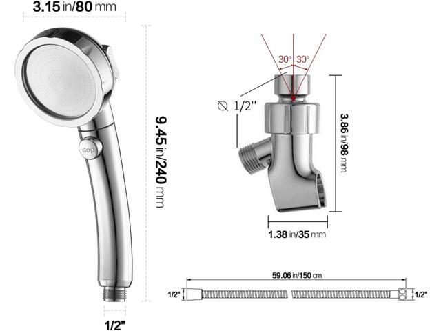 KAIYING Chrome High Pressure Handheld Shower Head with ON/OFF Pause Switch, 3 Spray Modes Shower Wand with Shut Off Button, Removable Camper Shower...