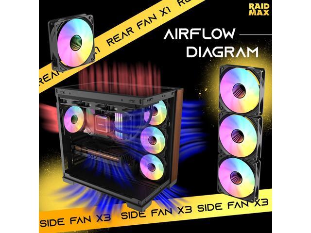 RAIDMAX Infinita Series I610 Dual Chamber ATX Gaming Case, Pre-install 4x ARGB Fans and 80+ 700W,, 270° Seemless O11 Tempered Glass, Supports Up...